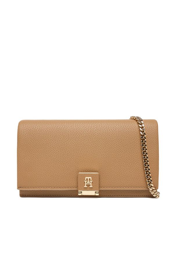 TOMMY HILFIGER - Tommy Hilfiger Torebka Th Her Flap W/Chain AW0AW17403 Beżowy. Kolor: beżowy. Materiał: skórzane