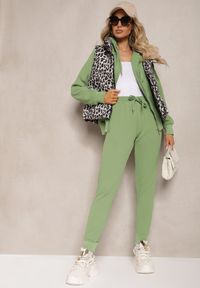 Renee - Zielony Casualowy Komplet Dresowy z Domieszką Bawełny Bluza z Kapturem i Spodnie Joggery Sineva. Kolor: zielony. Materiał: bawełna, dresówka #4