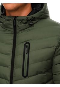 Ombre Clothing - Sportowa kurtka męska pikowana - khaki V6 OM-JALP-0118 - XL. Kolor: brązowy. Materiał: nylon, poliester. Styl: sportowy #1