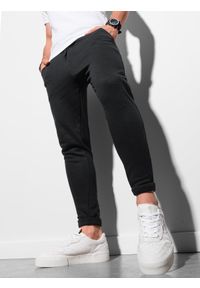 Ombre Clothing - Spodnie męskie dresowe P949 - czarne - L. Kolor: czarny. Materiał: dresówka. Styl: klasyczny #6