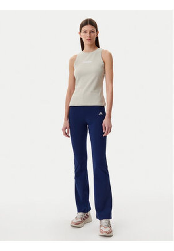 Adidas - adidas Top Essentials Linear JC5790 Beżowy Slim Fit. Kolor: beżowy. Materiał: bawełna