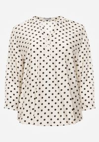 Born2be - Biała Koszula z Wiskozy w Kropki z Metaliczną Nitką Ereis. Okazja: na co dzień. Kolekcja: plus size. Kolor: biały. Materiał: wiskoza. Długość: długie. Wzór: kropki. Styl: elegancki, casual #3