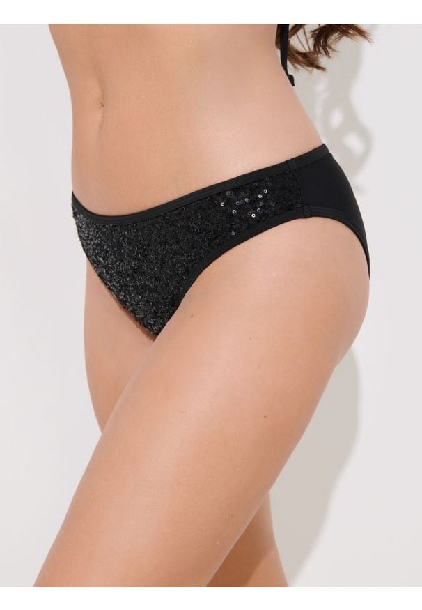 Sinsay - Dół od bikini z cekinami - czarny. Kolor: czarny