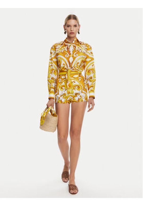 DOLCE & GABBANA - Dolce&Gabbana Szorty materiałowe FTBVIT FI5JV Żółty Regular Fit. Kolor: żółty. Materiał: bawełna