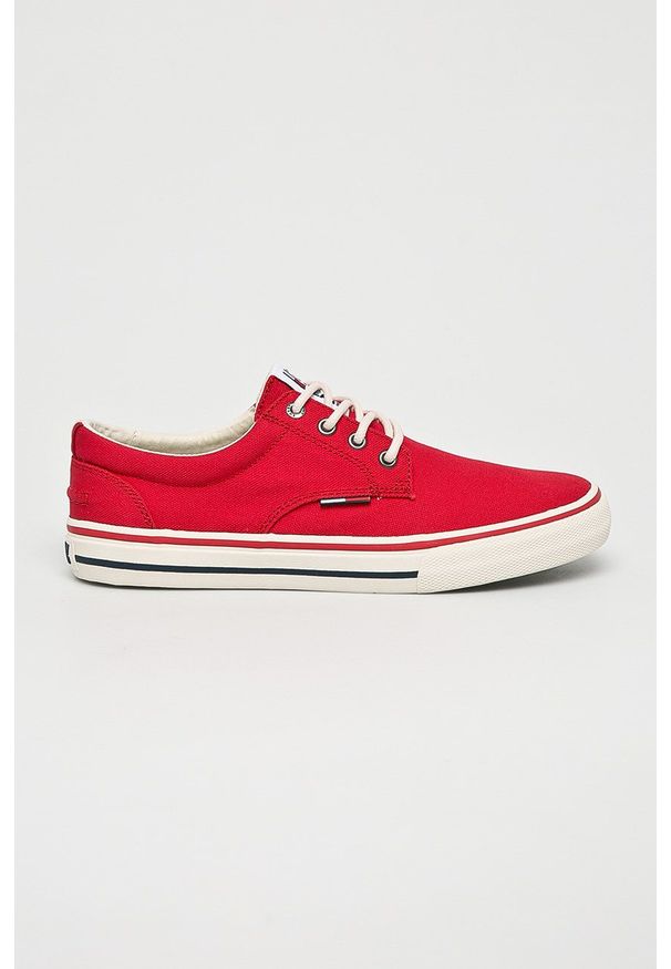 Tommy Jeans - Tenisówki. Nosek buta: okrągły. Zapięcie: sznurówki. Kolor: czerwony. Materiał: guma