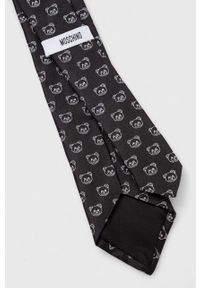 MOSCHINO - Moschino krawat kolor czarny. Kolor: czarny. Materiał: materiał #2
