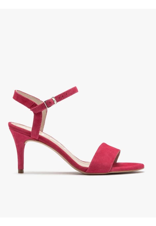 Ryłko - Sandały w kolorze fuksji na szpilce. Kolor: fioletowy. Materiał: skóra, welur. Obcas: na szpilce. Styl: street. Wysokość obcasa: średni