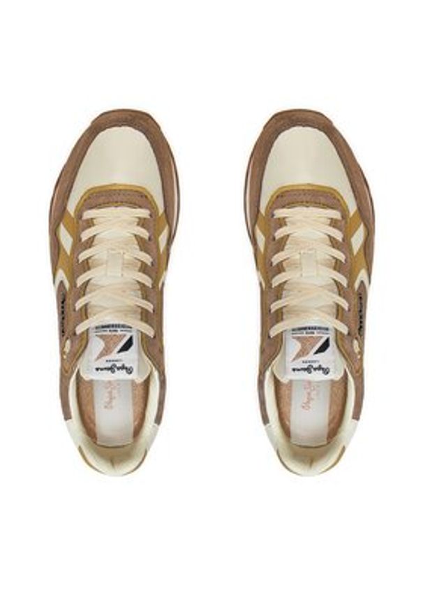 Pepe Jeans Sneakersy Brit Sequins W PLS40009 Beżowy. Kolor: beżowy. Materiał: skóra