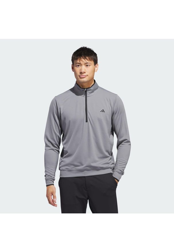 Adidas - Koszulka Lightweight Half-Zip. Typ kołnierza: golf. Kolor: szary. Materiał: materiał. Sport: golf
