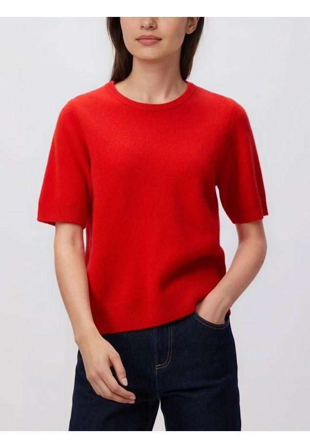 Reserved - Wełniany sweter - czerwony. Kolor: czerwony. Materiał: wełna