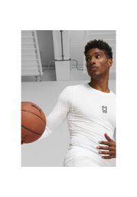Puma - Męska koszulka z długim rękawem do koszykówki Hoops Team PUMA White. Kolor: biały. Długość rękawa: długi rękaw. Długość: długie. Sport: koszykówka