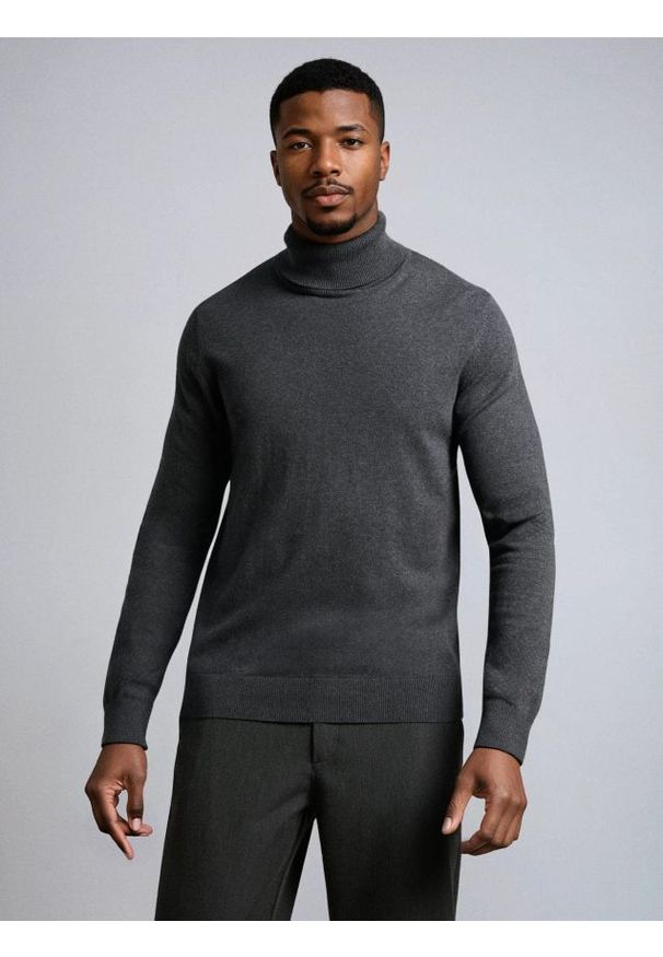 Sinsay - Klasyczny golf - szary. Typ kołnierza: golf. Kolor: szary. Styl: klasyczny