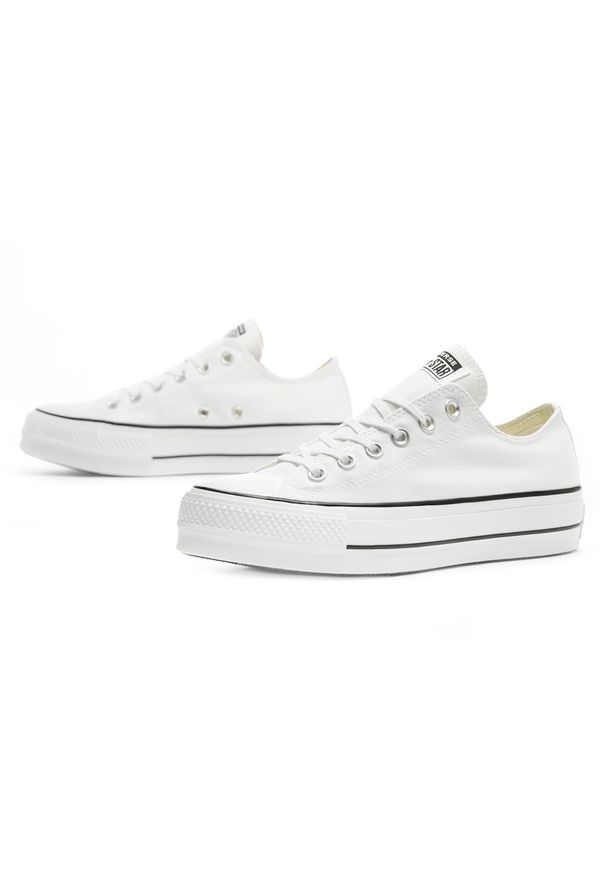 Buty damskie Converse Ctas Lift Ox 560251C - białe. Kolor: biały. Materiał: guma. Szerokość cholewki: normalna. Obcas: na platformie
