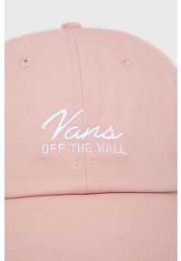 Vans czapka bawełniana kolor różowy z aplikacją. Kolor: różowy. Materiał: bawełna. Wzór: aplikacja #2