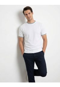 Męski T-Shirt z Dzianiny Bawełnianej - Brave Soul - Biały. Okazja: na co dzień. Kolor: biały. Materiał: bawełna. Sezon: wiosna, lato. Styl: casual #3