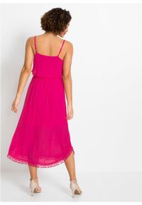 Sukienka midi z falbaną bonprix różowy. Kolor: różowy. Styl: elegancki. Długość: midi #4