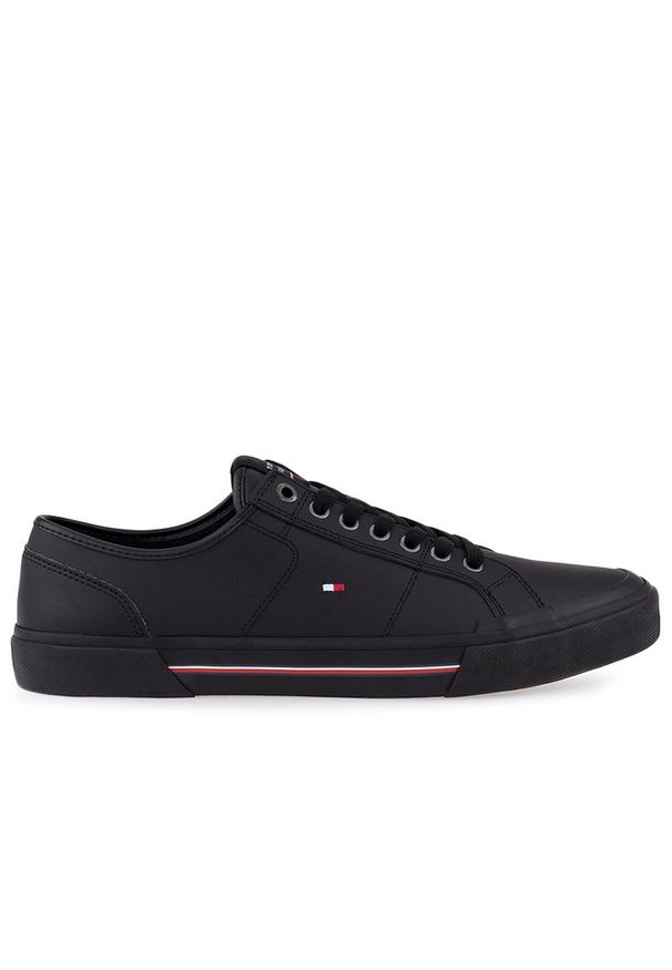 TOMMY HILFIGER - Buty Tommy Hilfiger Core Corporate Vulc FM0FM04561-BDS - czarne. Okazja: na co dzień. Kolor: czarny. Materiał: kauczuk, materiał, guma, poliester, skóra. Szerokość cholewki: normalna