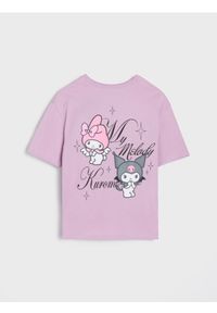 Sinsay - Koszulka z nadrukiem na plecach Hello Kitty - fioletowy. Kolor: fioletowy. Wzór: motyw z bajki, nadruk