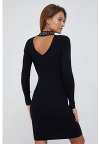 Calvin Klein Jeans - Sukienka z domieszką wełny. Kolor: czarny. Materiał: wełna. Długość rękawa: długi rękaw. Typ sukienki: dopasowane. Długość: mini #5
