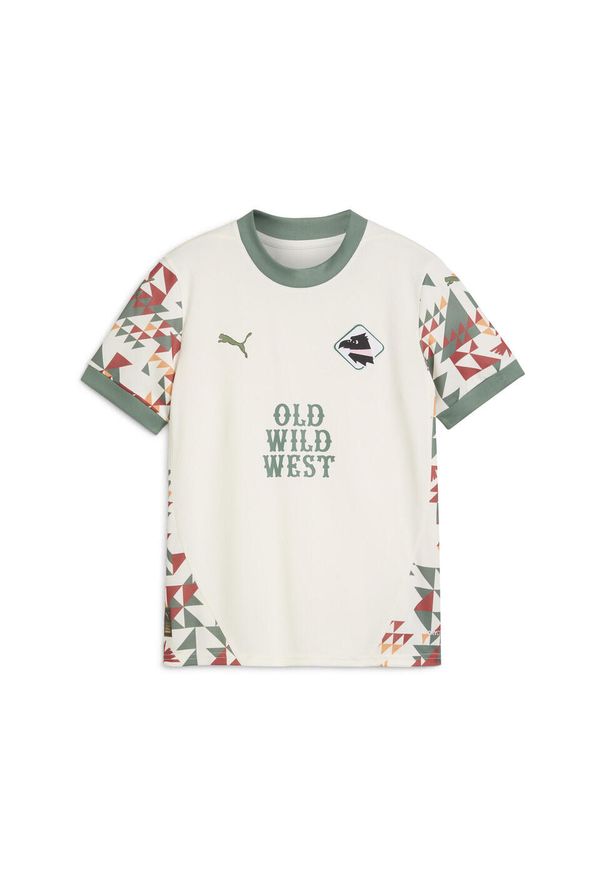 Puma - Młodzieżowa koszulka Palermo F.C. 24/25 PUMA Warm White Eucalyptus Green. Kolor: biały, wielokolorowy, zielony