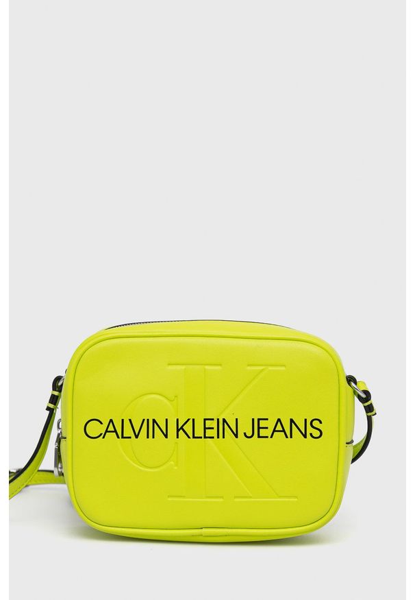 Calvin Klein Jeans - Torebka. Kolor: zielony. Rodzaj torebki: na ramię