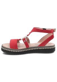 Czerwone Sandały Damskie Libero Modne Buty Na Lato. Kolor: czerwony. Materiał: skóra. Sezon: lato. Obcas: na platformie #4