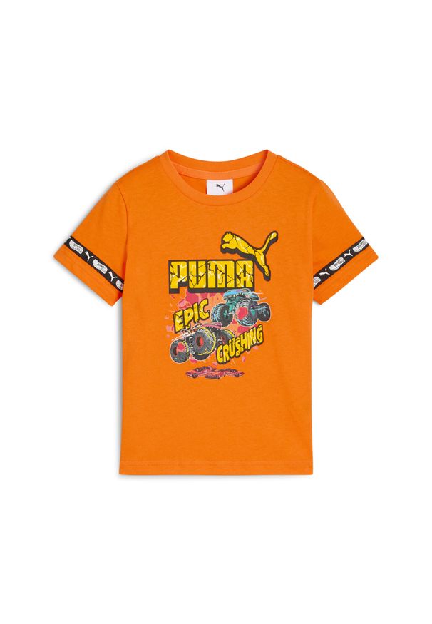Puma - Koszulka dziecięca PUMA × HOT WHEELS™ MONSTER TRUCKS PUMA Orange Glo. Kolor: pomarańczowy, wielokolorowy, żółty. Sport: joga i pilates