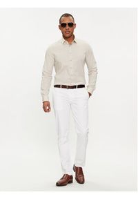 Calvin Klein Koszula K10K108229 Beżowy Slim Fit. Kolor: beżowy. Materiał: bawełna
