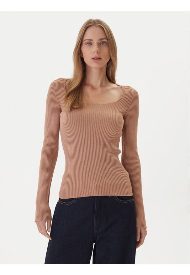 Kontatto Sweter 3M0830C Beżowy Slim Fit. Kolor: beżowy. Materiał: syntetyk