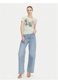 Guess T-Shirt W5GI07 J1314 Turkusowy Slim Fit. Kolor: turkusowy. Materiał: bawełna