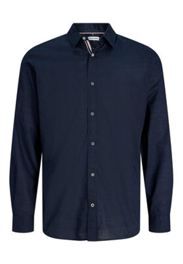 Jack & Jones Koszula Henry 12289197 Granatowy Regular Fit. Kolor: niebieski. Materiał: bawełna