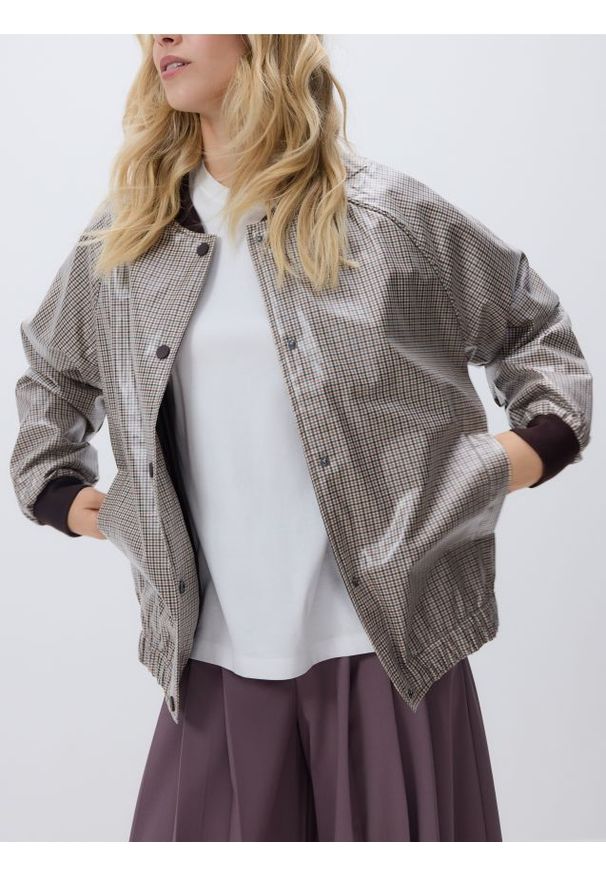 Reserved - Kurtka bomber w kratę - wielobarwny. Materiał: tkanina