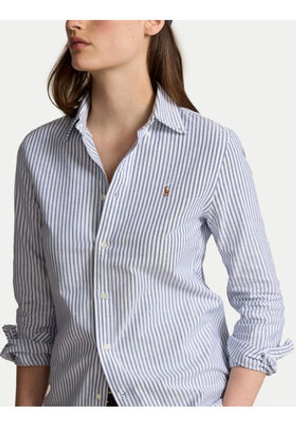 Polo Ralph Lauren Koszula 211941508001 Niebieski Slim Fit. Typ kołnierza: polo. Kolor: niebieski. Materiał: bawełna