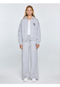 Big-Star - Bluza damska z kapturem rozpinana szara Madelina 901. Typ kołnierza: kaptur. Kolor: szary. Materiał: dresówka, dzianina. Wzór: haft, aplikacja. Styl: sportowy, elegancki #4