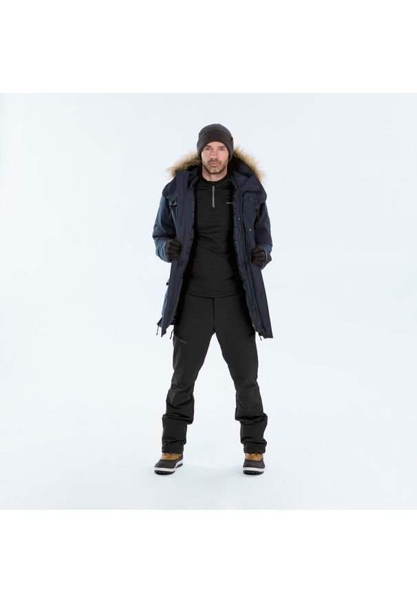 quechua - Parka turystyczna męska zimowa Quechua NH900 -20°C wodoodporna. Typ kołnierza: kołnierzyk stójkowy. Kolor: niebieski. Materiał: syntetyk, futro. Sezon: zima. Styl: sportowy