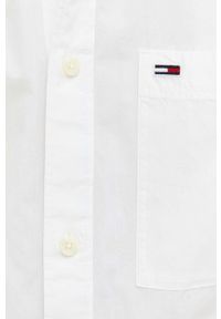 Tommy Jeans koszula bawełniana męska kolor biały relaxed z kołnierzykiem button-down. Typ kołnierza: button down. Kolor: biały. Materiał: bawełna. Długość rękawa: długi rękaw. Długość: długie #5