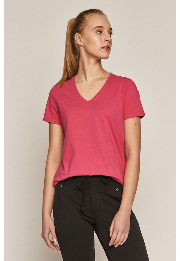 medicine - Medicine - T-shirt Basic. Kolor: różowy. Materiał: bawełna, włókno, dzianina. Wzór: gładki