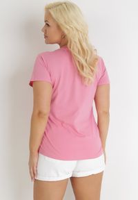 Born2be - Różowy Bawełniany T-shirt z Krótkim Rękawem i Nadrukiem Naremena. Kolor: różowy. Materiał: bawełna. Długość rękawa: krótki rękaw. Długość: krótkie. Wzór: nadruk. Sezon: wiosna, lato #5
