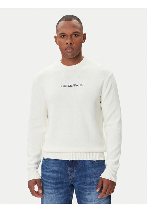 Guess Jeans Sweter M4BR31 Z3HM1 Écru Regular Fit. Materiał: bawełna
