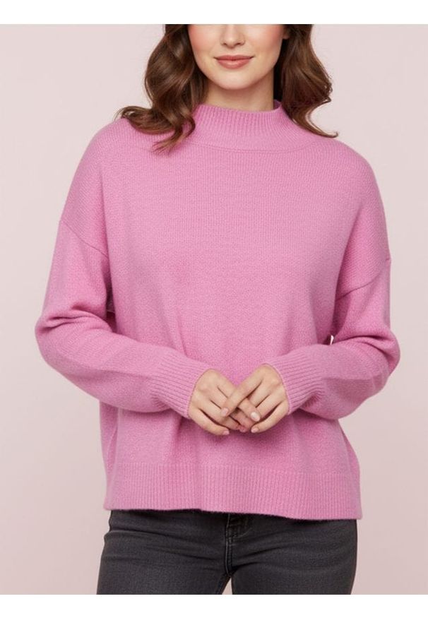 Sinsay - Sweter z półgolfem i długim rękawem z domieszką wełny - różowy. Kolor: różowy. Materiał: wełna. Długość rękawa: długi rękaw. Długość: długie