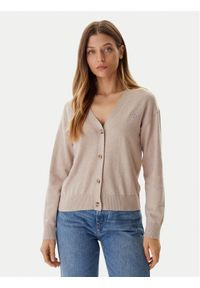 Guess Jeans Kardigan W4BR16 Z3HO2 Beżowy Regular Fit. Kolor: beżowy. Materiał: syntetyk