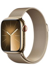APPLE - Smartwatch Apple Watch 9 GPS+Cellular 45mm stalowy Złoty | Złoty bransoleta mediolańska. Rodzaj zegarka: smartwatch. Kolor: wielokolorowy, złoty, szary. Materiał: materiał #1