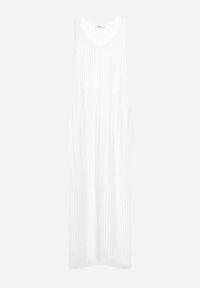 Born2be - Biała Dopasowana Ażurowa Sukienka Plażowa Narzutka Ozdobiona Rozcięciem na Nogę Alvantia. Okazja: na plażę. Kolor: biały. Wzór: ażurowy, aplikacja. Sezon: lato. Styl: klasyczny #5