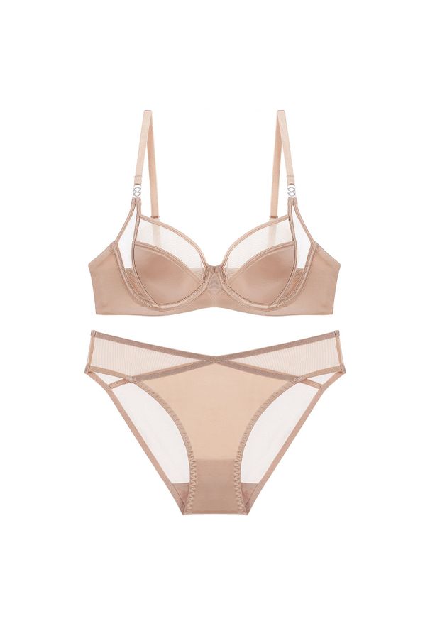 Intica - Zestaw bielizny z siateczką zapewniający wygodę i wsparcie Marvis. Kolor: beżowy. Materiał: materiał