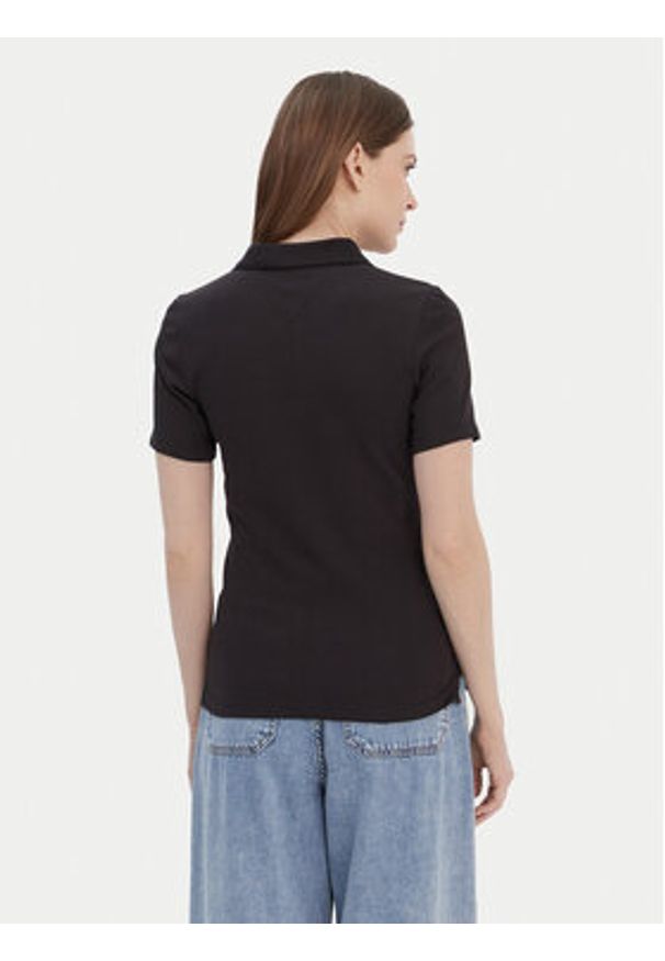 TOMMY HILFIGER - Tommy Hilfiger Polo 1985 WW0WW42047 Czarny Slim Fit. Typ kołnierza: polo. Kolor: czarny. Materiał: bawełna