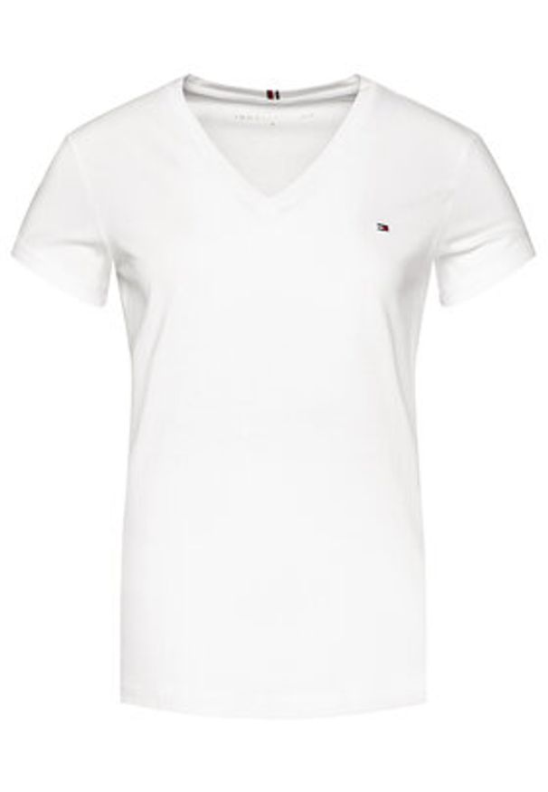 TOMMY HILFIGER - Tommy Hilfiger T-Shirt Heritage V-Neck Tee WW0WW24969 Biały Regular Fit. Kolor: biały. Materiał: bawełna