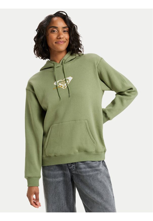 Roxy Bluza Vl Surf Stoked Hoodie Brushed ERJFT05028 Khaki Regular Fit. Kolor: brązowy. Materiał: bawełna, syntetyk