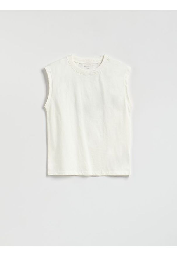 Reserved - T-shirt bez rękawów - złamana biel. Materiał: bawełna, dzianina. Długość rękawa: bez rękawów