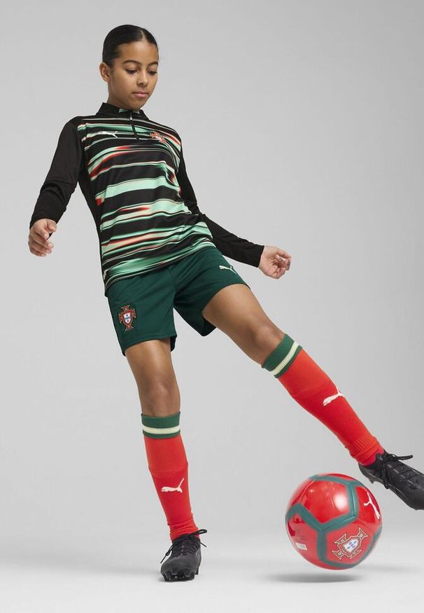 Puma - Młodzieżowa bluza przedmeczowa z zamkiem 1/4 Portugalia PUMA Black White. Kolor: biały, wielokolorowy, czarny