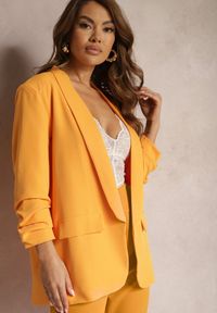 Renee - Pomarańczowa Marynarka Orolea. Kolor: pomarańczowy. Materiał: tkanina. Wzór: jednolity, gładki. Styl: elegancki
